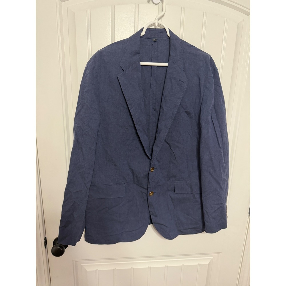 J.Crew Blazer Mens 42R Ludlow Classic Cotton Linen Blend Navy Blue EUC